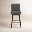Tabouret de bar et de comptoir pivotant en cuir véritable Zahara Neri-117480005-130790501