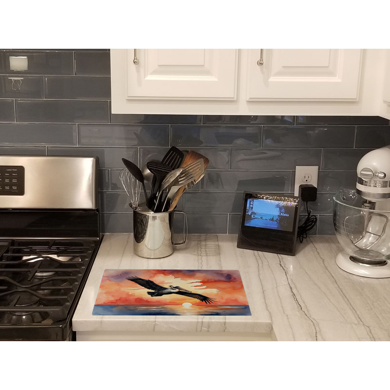 Pelican Fiery Sunset Glass Cutting Board