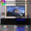Console de télévision noire avec rangement, meuble de divertissement de 80 pouces, lumières contrôlées par télécommande, 31 options de modification, console au look moderne, centre de rangement, lumières télécommandées, modes changeants, couleur