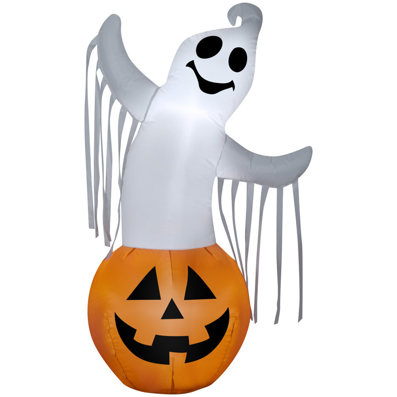3.5 ft Multicolored Inflatable Ghost in Pumpkin Outdoor Decor