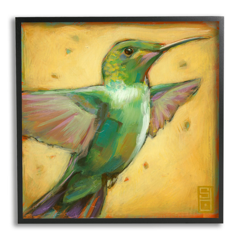 Colibri volant par Stacy Daguiar, Giclée encadrée noir minuit, H 12 po x l 12 po x P 1,5 po