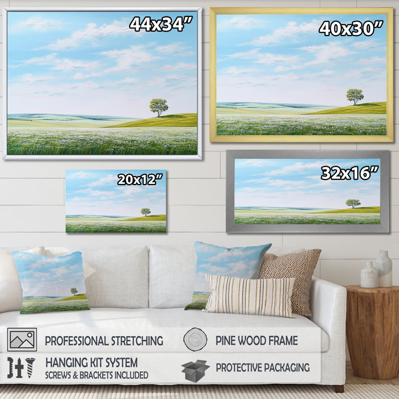 Prairie Country Charm Peacefulness, Cadre simple argenté, H 16 po x l 32 po x P 1 po