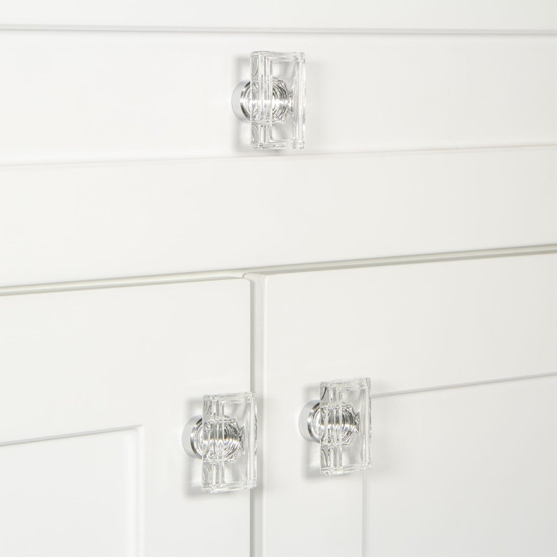 Carré Rectangular Cabinet Knob, Bright Chrome