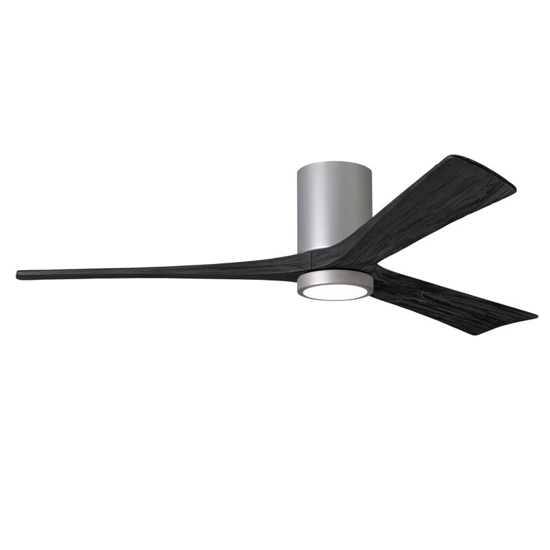Olivier à 3 pales DEL standard avec ventilateur de plafond et ensemble d'éclairage inclus, Nickel brossé, Noir mat, 60"