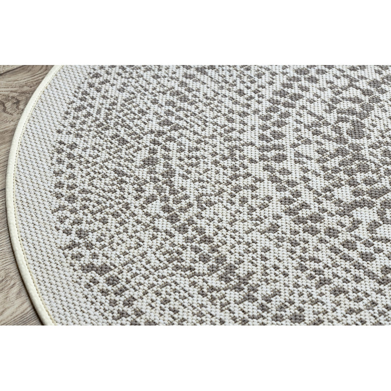 Overshores Cream/Grey Rug, Round 120cm