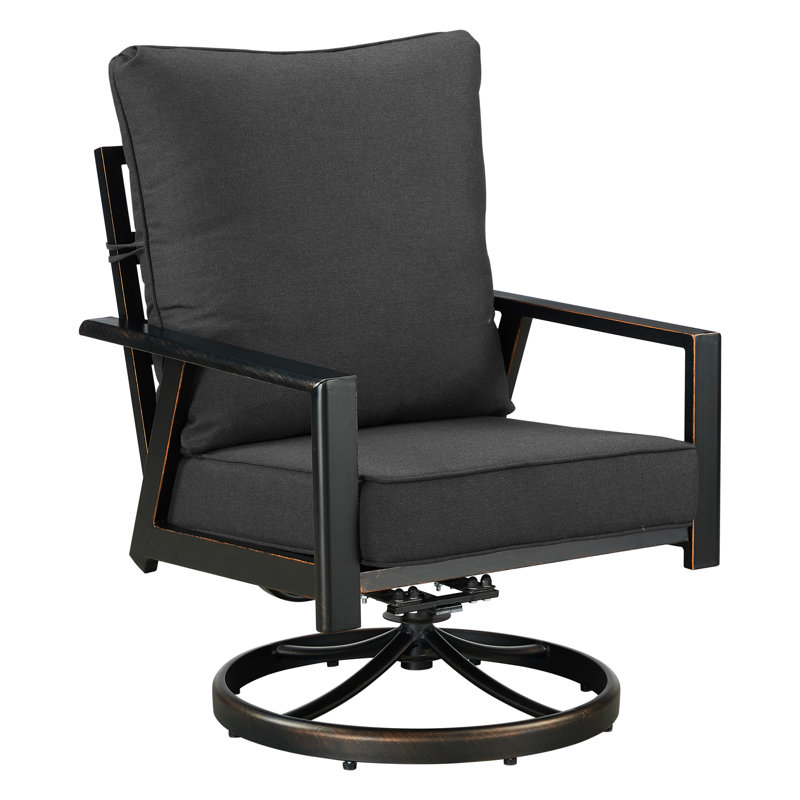 Lux Outdoor Swivel Lounge Chair, Black