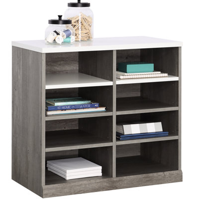 Armoire de rangement ouverte brune, parfaite pour l'espace de vie principal, 6 tablettes réglables horizontales, dossier fermé, bois d'ingénierie, tiroir à fonctionnement régulier, assemblage rapide