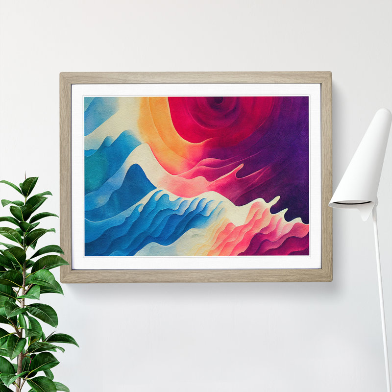 Edgy Modern Abstract - Single Picture Frame Print, 25cm H x 34cm W x 2cm D, Oak Frame