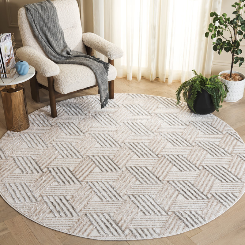 Nyjah Performance Geometric Rug, Round 6'7"