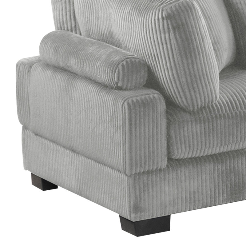 Coussin de coin moderne en velours côtelé de style moderne avec cadre en bois, Velours côtelé gris
