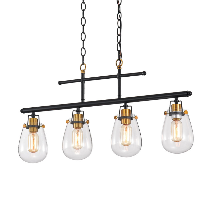 Luminaire suspendu linéaire à 4 lumières pour îlot de cuisine Eddy