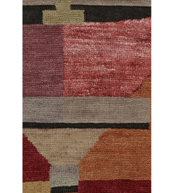 Scandinavian Hand Knotted Geometric Area Rug, Rectangle 13' x 19'