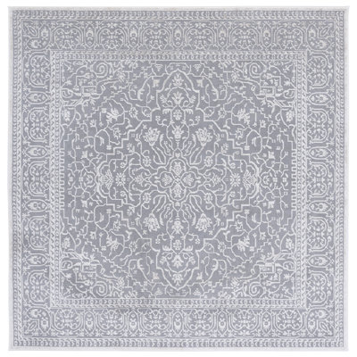 Calidia Floral Light Gray/Cream Area Rug