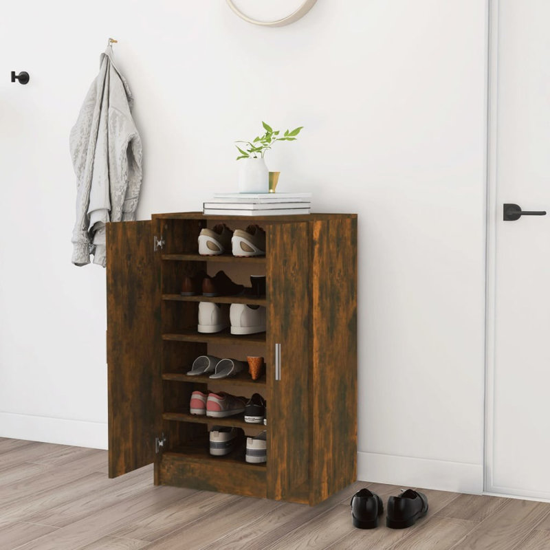 Shoe Storage Cabinet, Smoked Oak