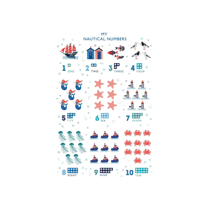 Nautical Numbers by PaperPaintPixels - Wrapped Canvas Print, 20.32 cm H x 30.48 cm W