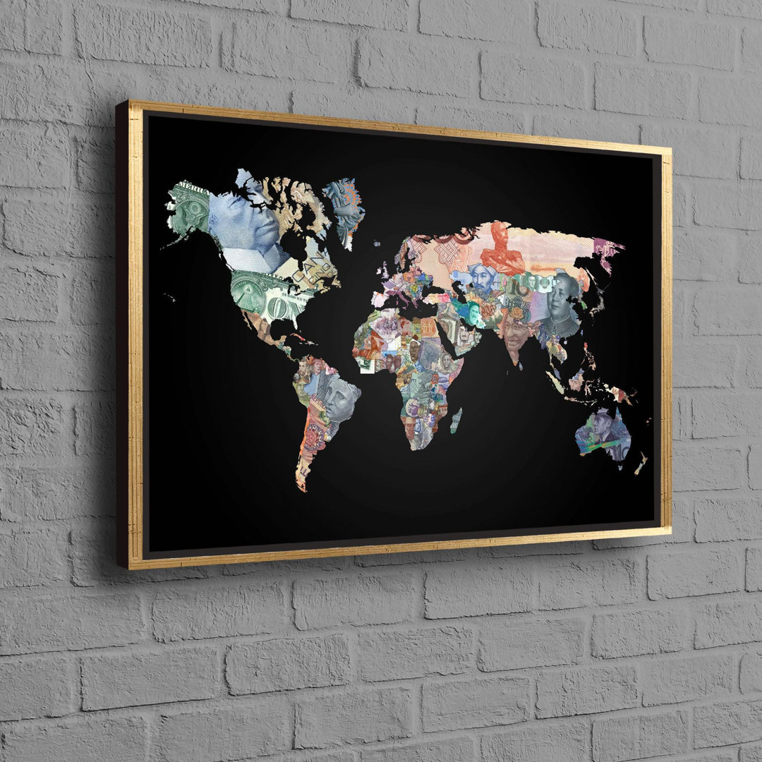 Stunning Money World Map Canvas Art for Office or Bedroom Decor - Personalized Bridesmaid Gift and 3D Wall Art Ideal for Modern Interiors