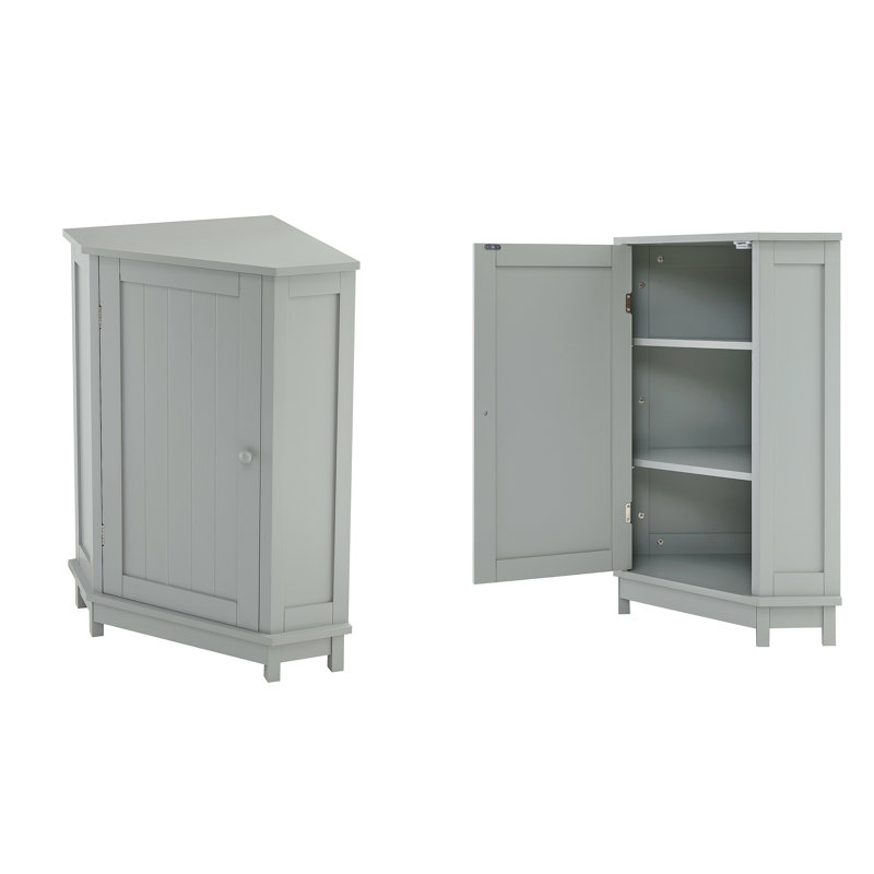 Armoire de salle de bain d'angle avec tablette réglable, Gris