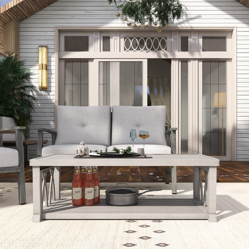 Table basse d'extérieur en aluminium l 47 po avec rangement