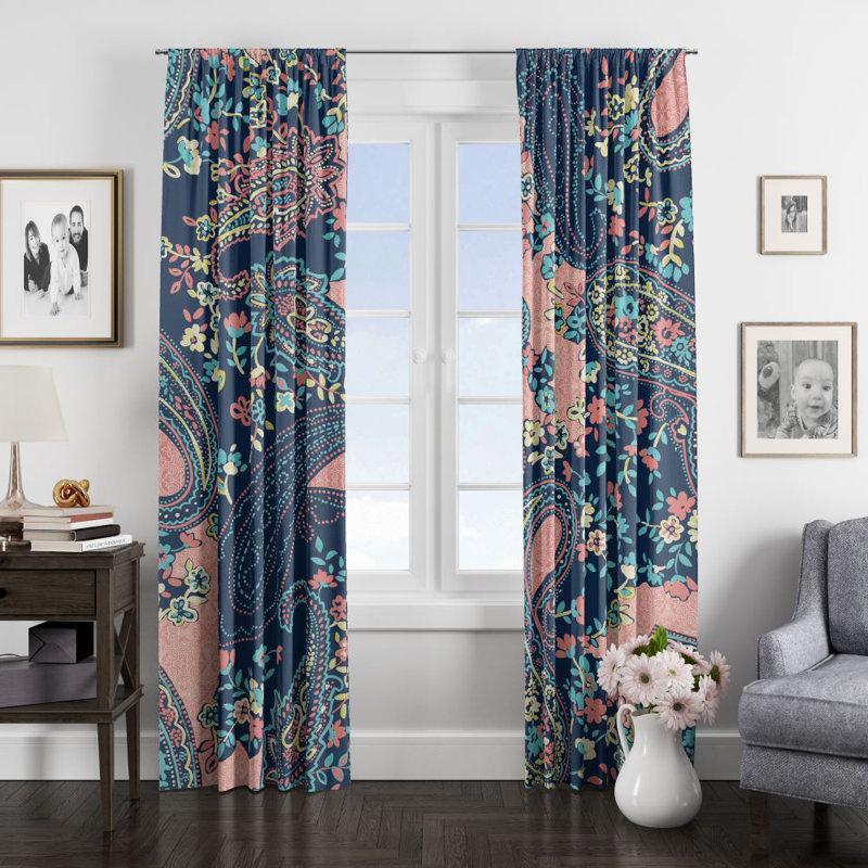 Paire de rideaux semi-transparents Paisley, L 20 po x L 82 po