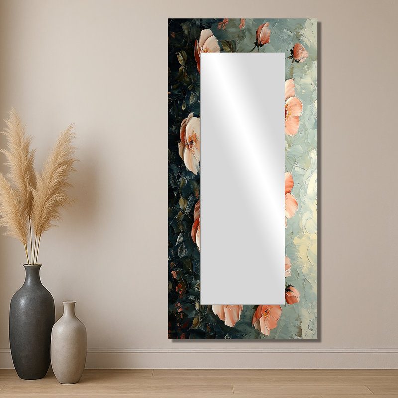 Roses Flowers Fragrance Of Serenity I - Floral Wall Mirror Art - Printed On Metal, 28" x 60"