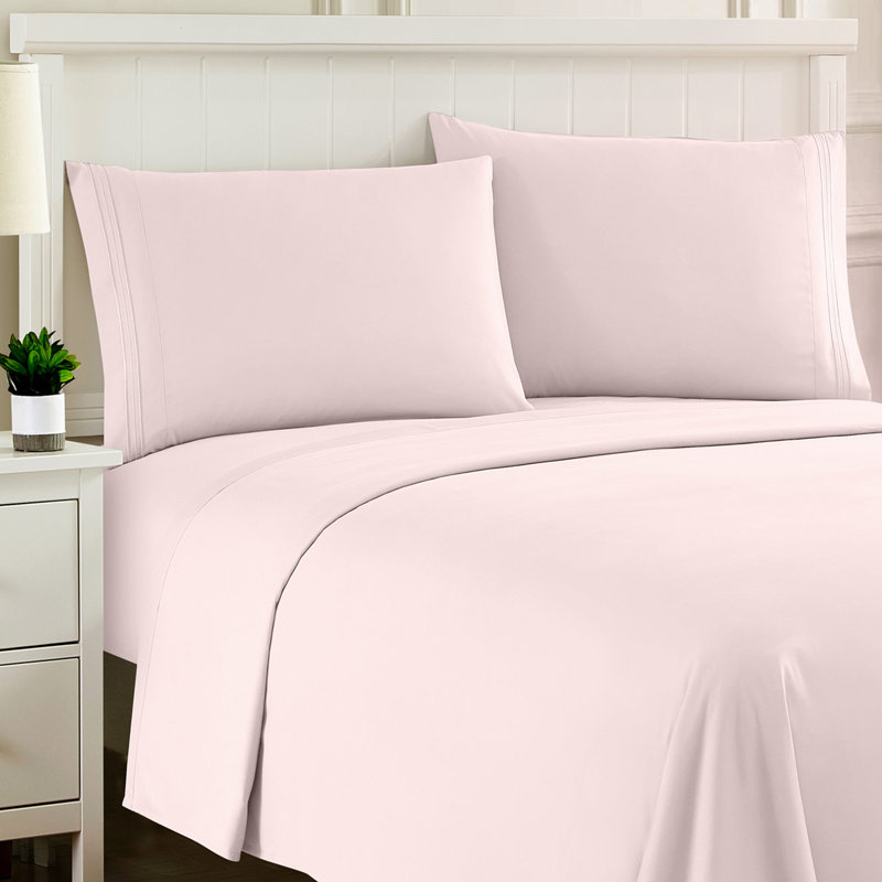 Luxurious Classic Soft Solid 1800 Series Microfiber Sheet Set, Various Colors and Sizes, Pale Pink, Queen