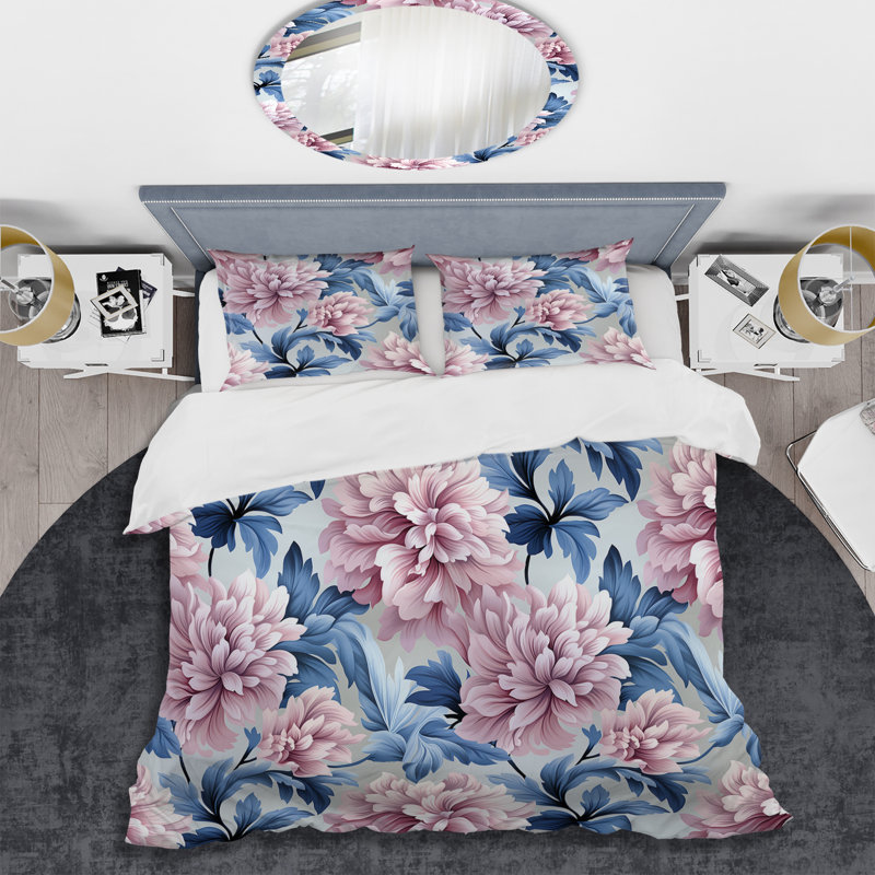 Ensemble de housse de couette mauve et rose Royal Damask Treasures II, Housse de couette pour grand lit et 2 taies décor