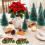 Mini arbre de Noël 12 pièces, table de base avec base en bois Mini arbre artificiel avec 4 tailles de sapin de table pour bouteilles de Noël