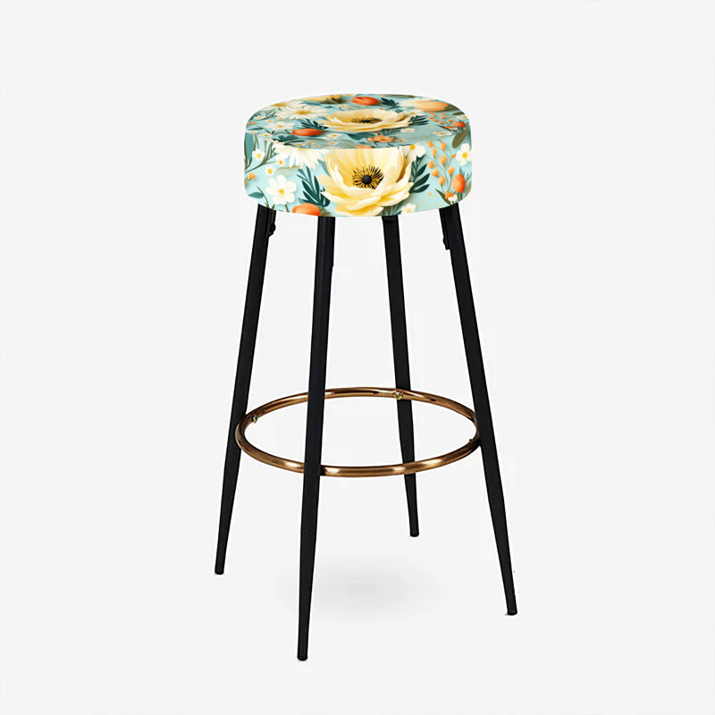 Beige Poupart Funky Floral Serenade - Ensemble de 2 tabourets floraux