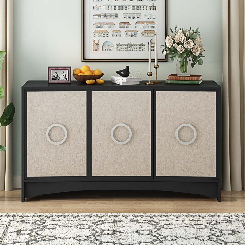 Armoire de rangement Bonifacas, Beige / noir