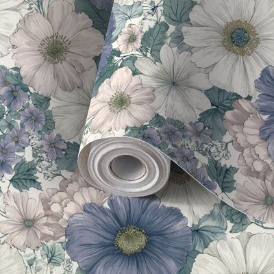 Papier peint auto-adhésif à motif floral bioluminescent auto-adhésif et amovible 24 po x 118 po (60 x 300 cm)