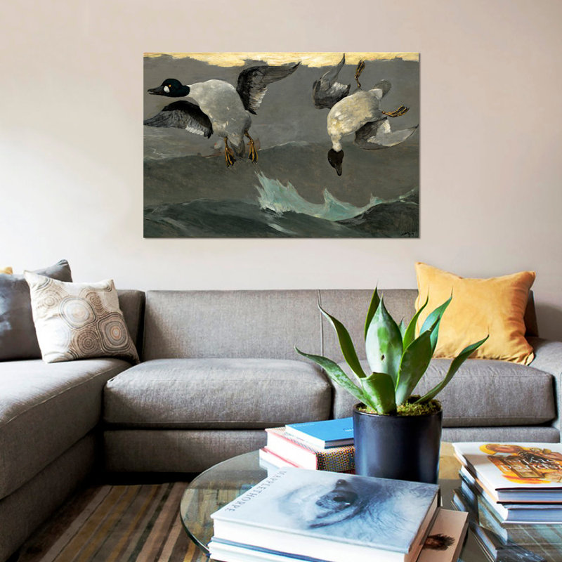 « right & left, 1909 » par winslow homer, reproduction sur toile, H 18 po x l 26 po x P 1,5 po, Toile avec cadre noir