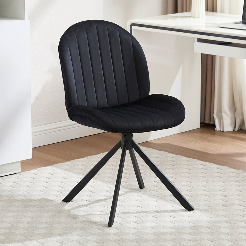 Upholstered Swivel Home Office Task Desk Chair, Black