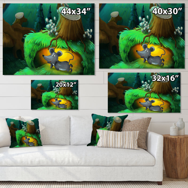 Petite souris sous un arbre pour Fantasy Story - reproduction sur toile, Toile tendue, H 16 po x l 32 po