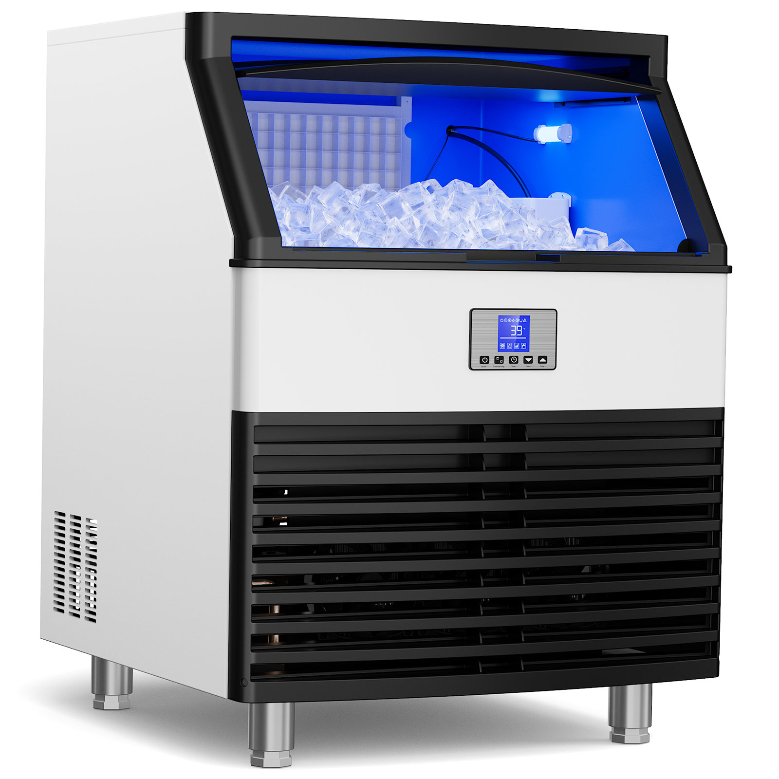 Domccy® 320Lbs/24H Under Counter Commercial Ice Maker, 515W Compressor 120LBS Storage Bin