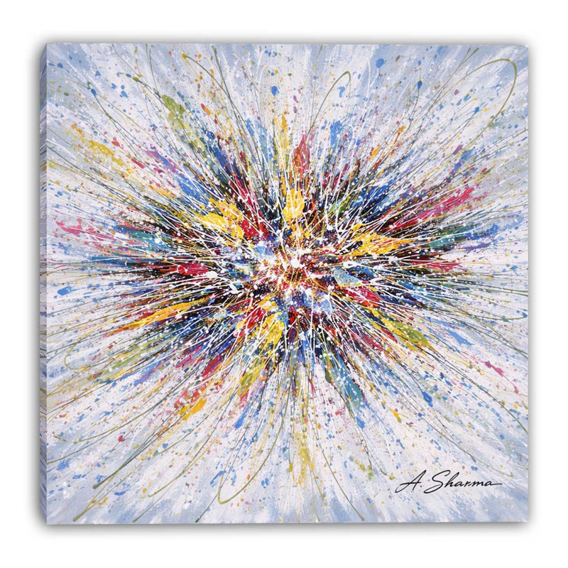 Art électrique sur toile tendue Electric Bloom, L 20 po x H 20 po x P 1,5 po