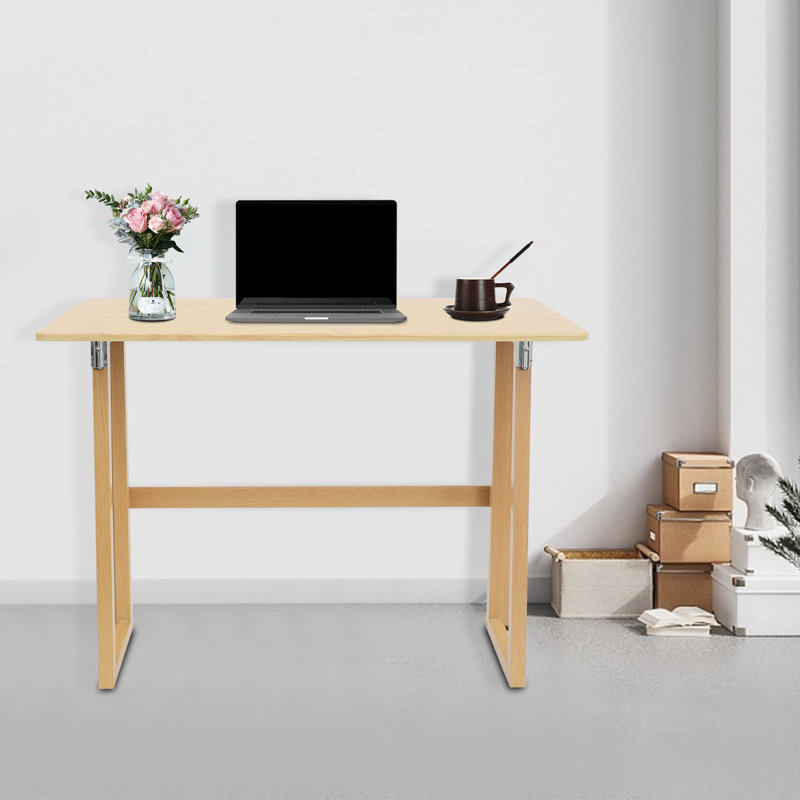 31.5" Wooden Standing Folding Table, Natural, 29.52" H x 39.3" W x 19.29" D