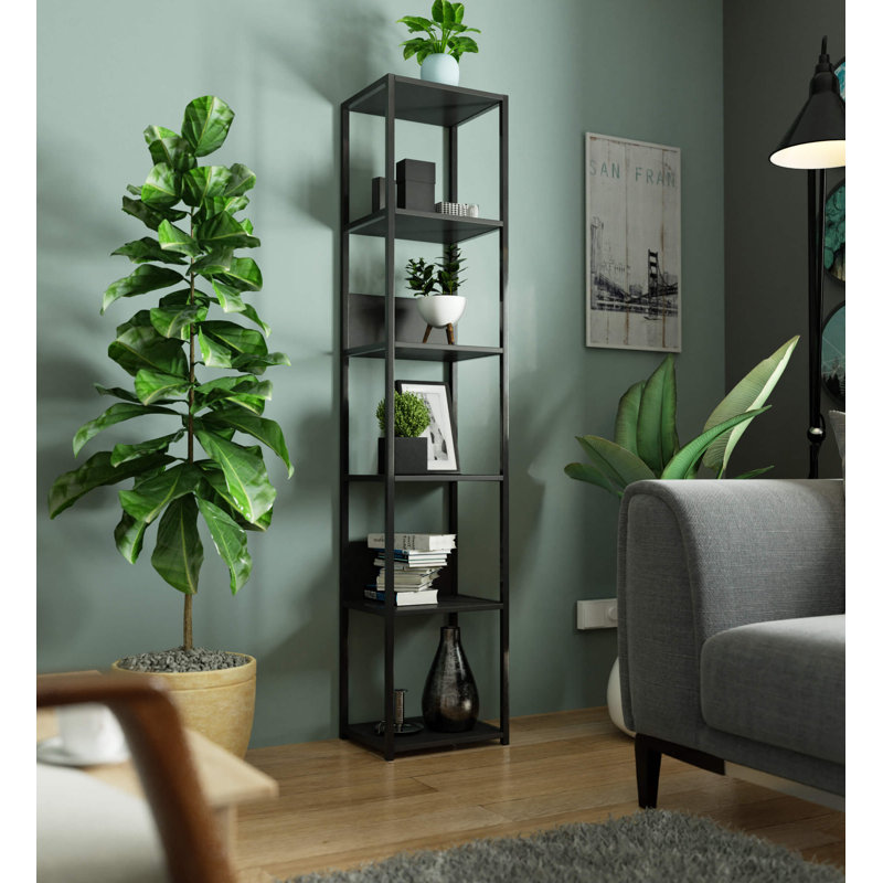Shoira 192cm H Metal Bookcase, (6 shelves) 192cm H x 40cm W x 32cm D