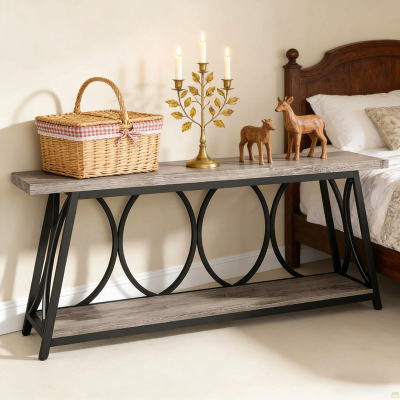 Console de couloir vintage à 2 niveaux, canapé d'appoint robuste | Idée de cadeau