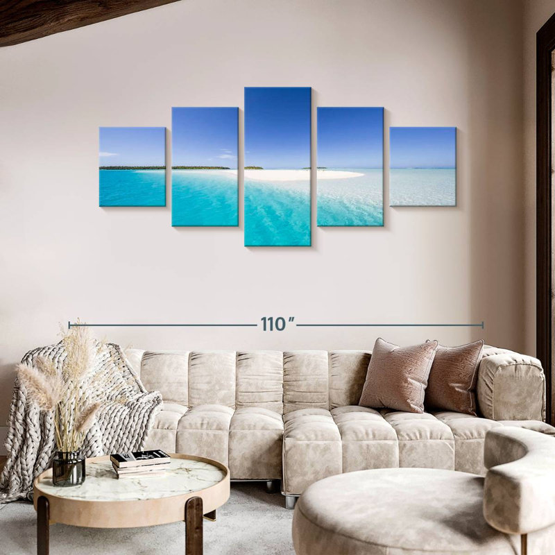 Turquoise Cook Islands Beach, 42" H x 92" W