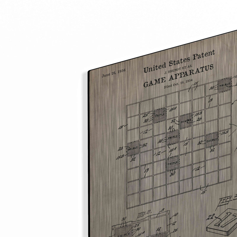 «Game Apparatus Blueprint Brevet Parchment», art mural en métal