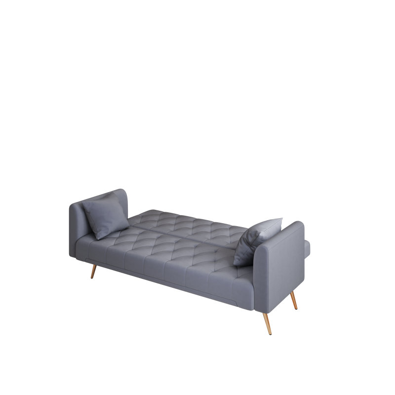Retrochic 71" Convertible Loveseat Sleeper Sofa – Vintage Grey Velvet Couch For Small Living Room, Bedroom, Or Office, Gray