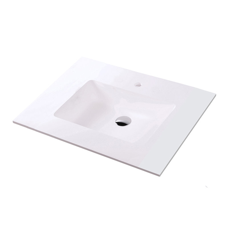 Kubitop 30.5'' L Bathroom Sink, Matte White, One Centered Hole