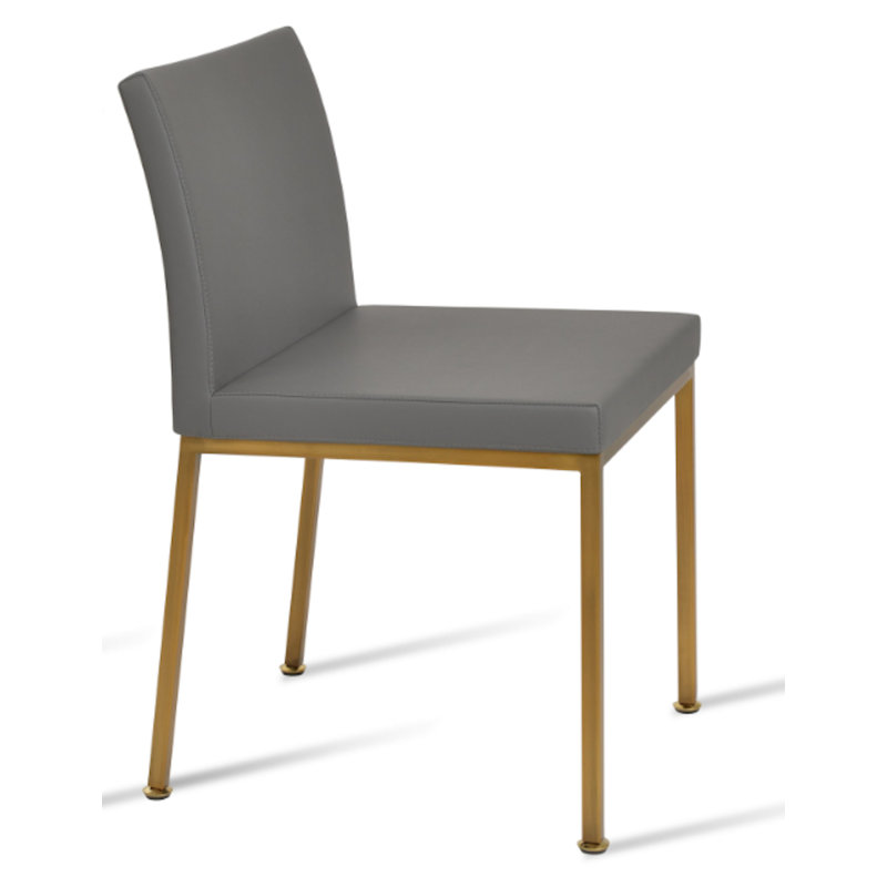 Aria Metal Adjuster Side Chair, Brass, Grey Faux Leather