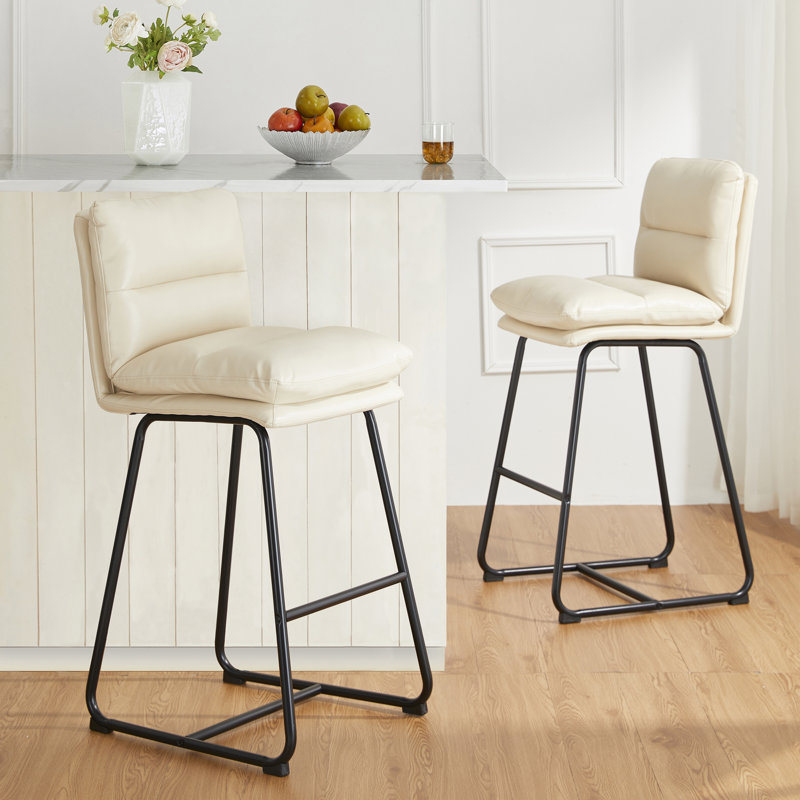 Tabouret de bar et de comptoir rembourrés Modern, Crème, 30.75"