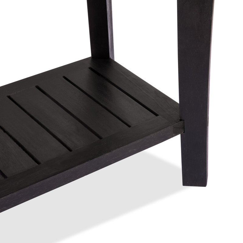19"W Solid Wood Shower Bench, Black