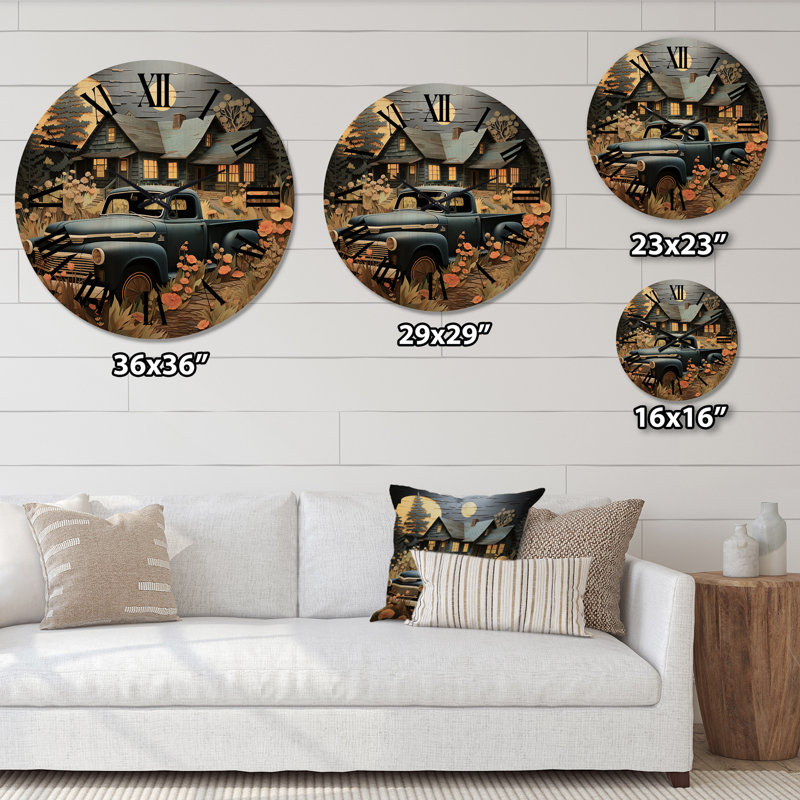 Horloge murale en bois massif Rockmart, Moyenne