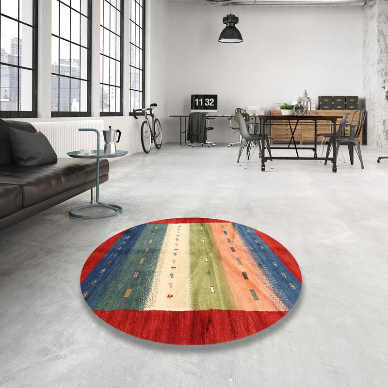 Tapis contemporain rouge / beige Platzer, Rond 4 pi
