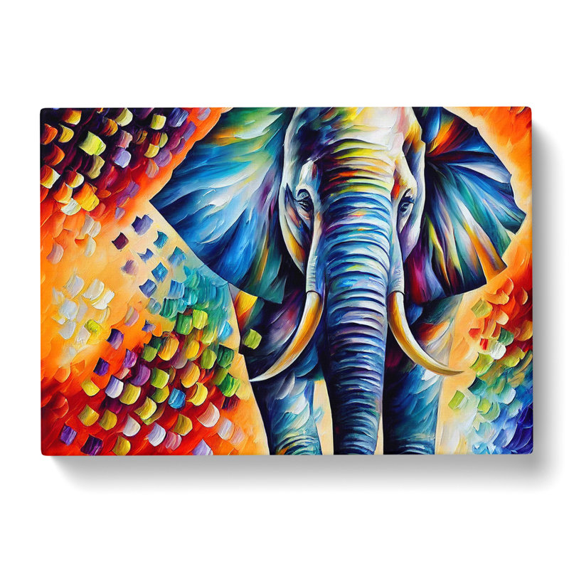 Elephant Painting Abstract - Wrapped Canvas Painting, 50cm H x 76cm W x 3cm D