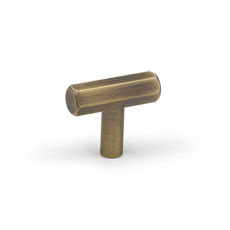 Hexagonal T-Bar Handles in Multiple Finishes, Antique Brass, 40mm Knob