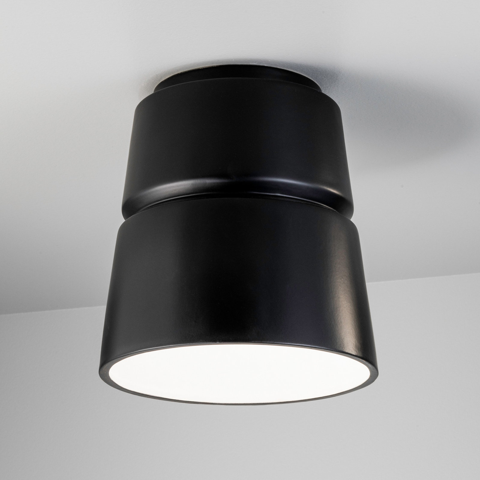 Logan Ceramic Empire Outdoor Flush Mount, Carbon Matte Black, Incandescent (Not Included)